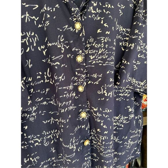 🐿️ Vintage Judy Tops Blue & White With Gold Pearl Buttons Made In USA 42 (Med) - Picture 3 of 6